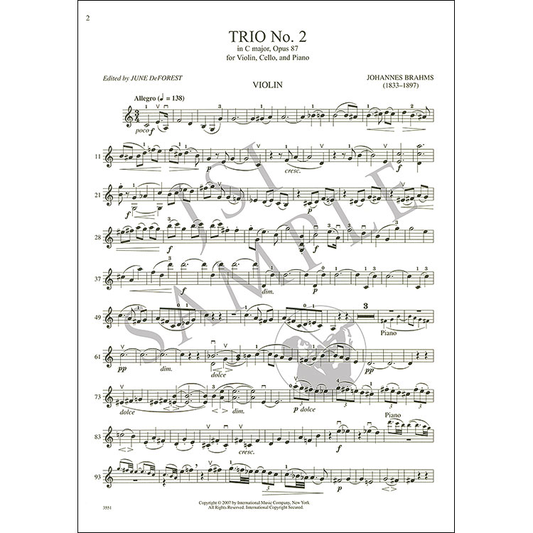 Piano Trio No 2 In C Major Op 87 Johannes Brahms International