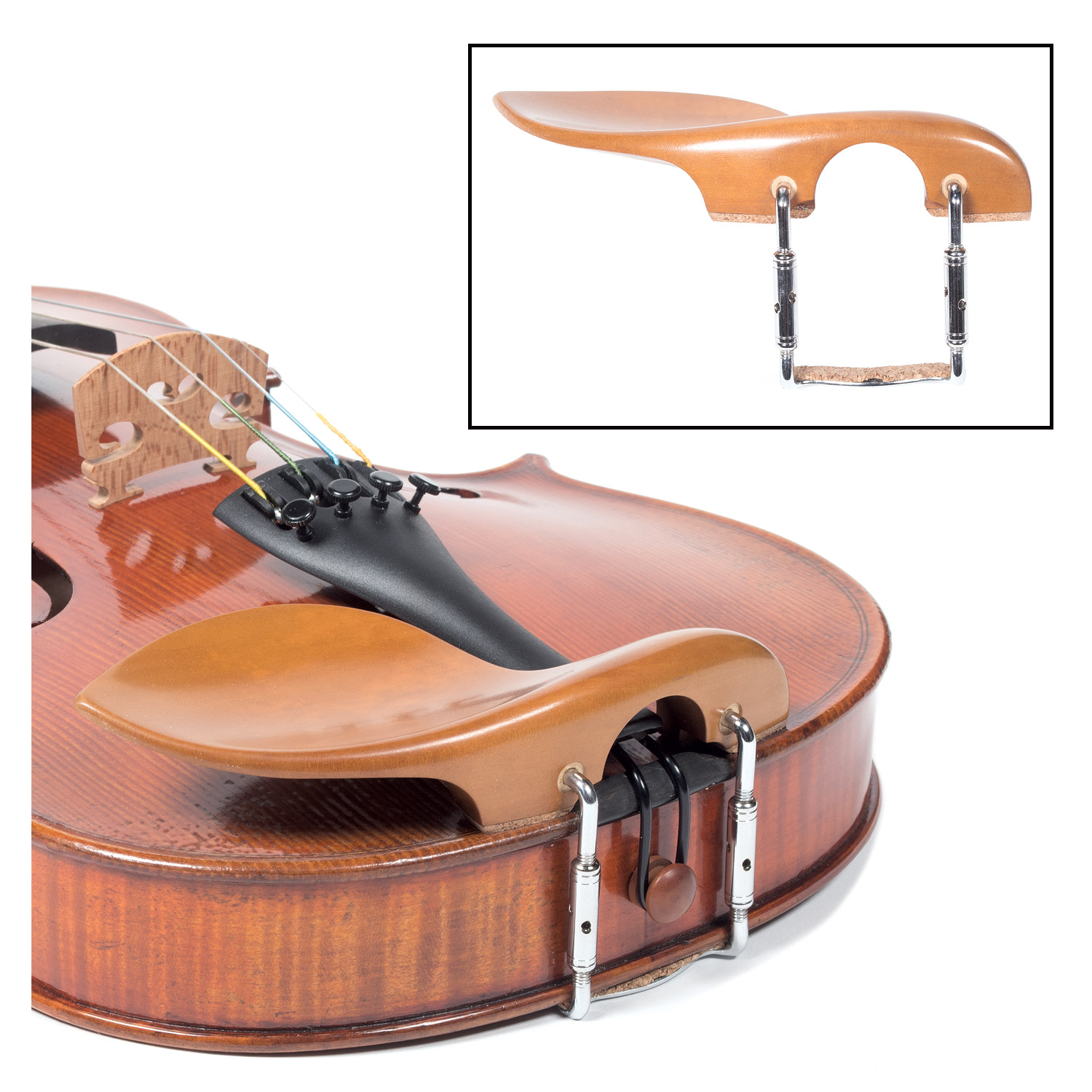 Kinglar Boxwood Chinrest for 4/4 Violin with Standard Bracket