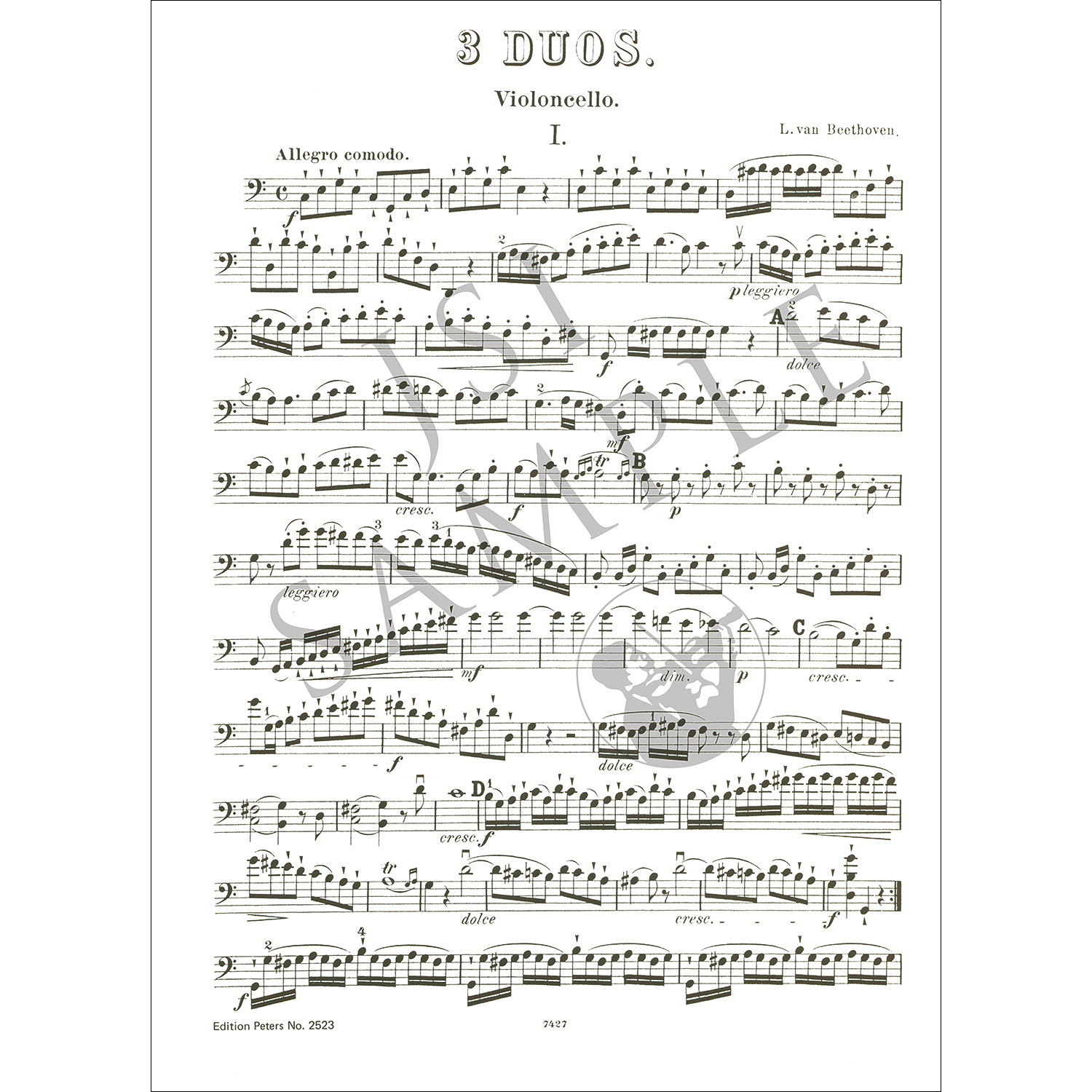 Three Duos, WoO 27 for violin and cello (parts); Ludwig van 