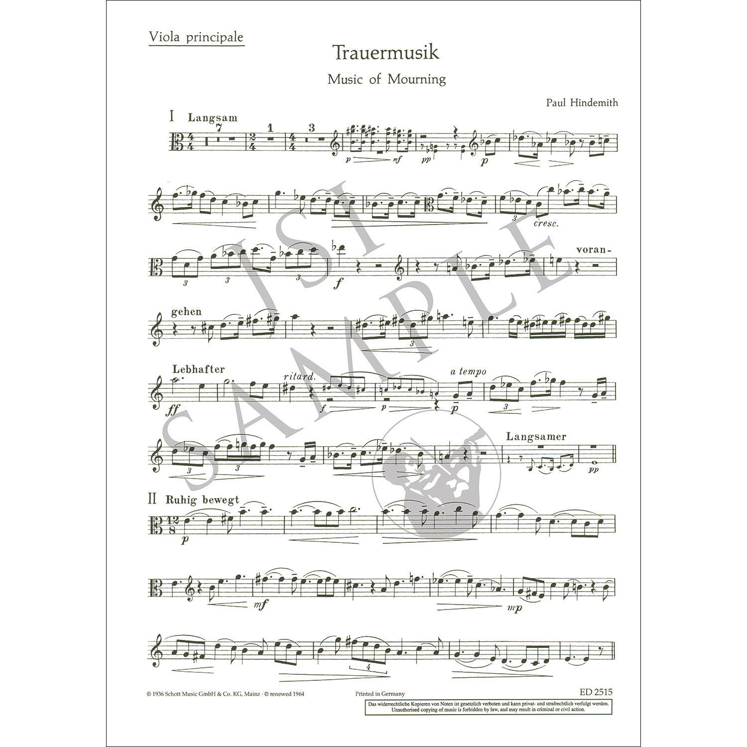 Hindemith trauermusik score pdf