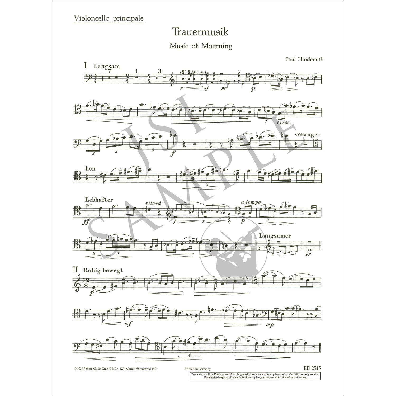 Hindemith trauermusik score pdf