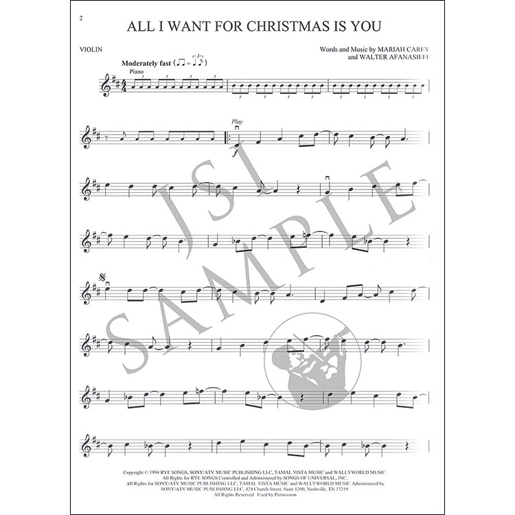 Christmas Songs for violin, with audio access (Hal Leonard) | Johnson String Instrument