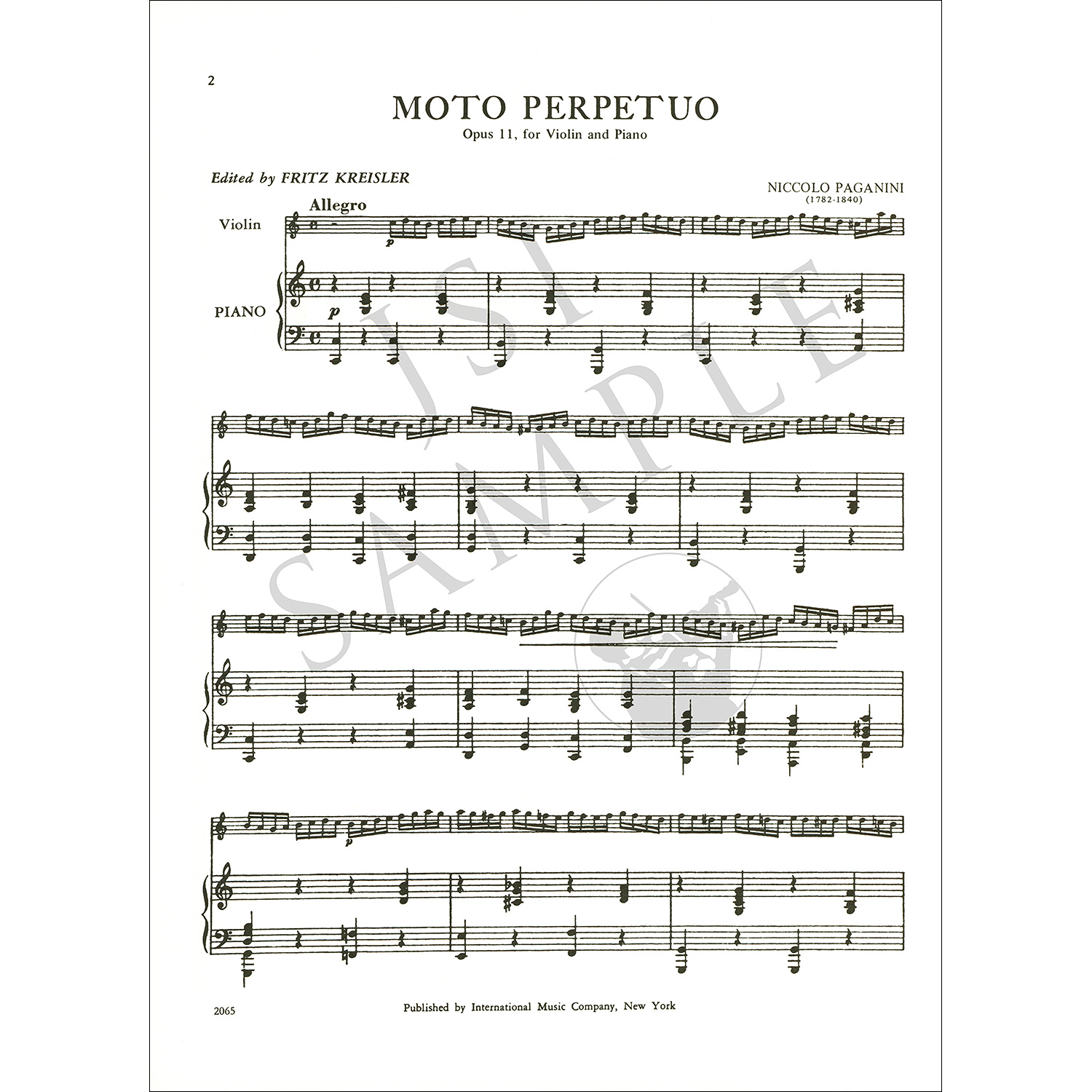 Moto Perpetuo, Opus 11: Violin Book: Niccolò Paganini