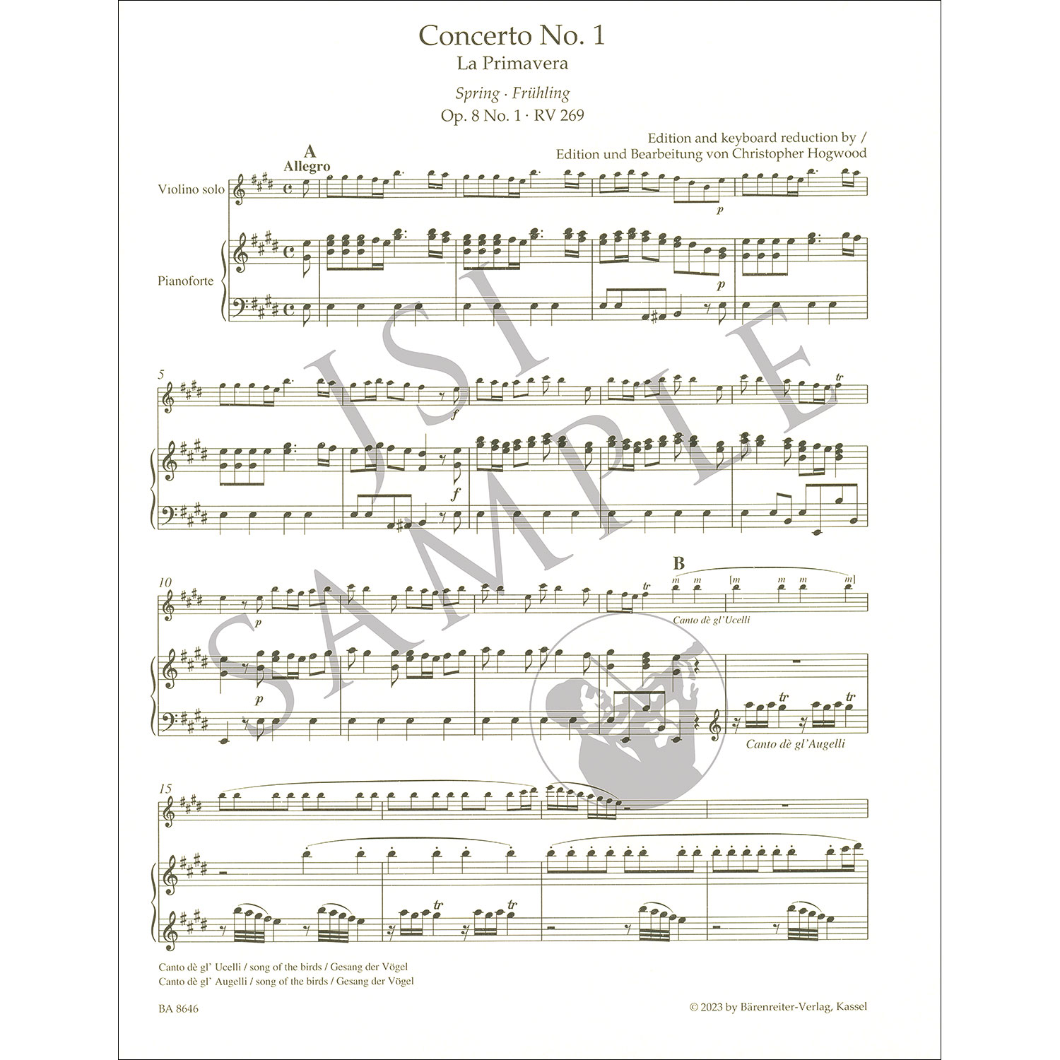 Concerto In E Major, Op.8/1, For Violin And Piano "Spring" (Jubilee ...