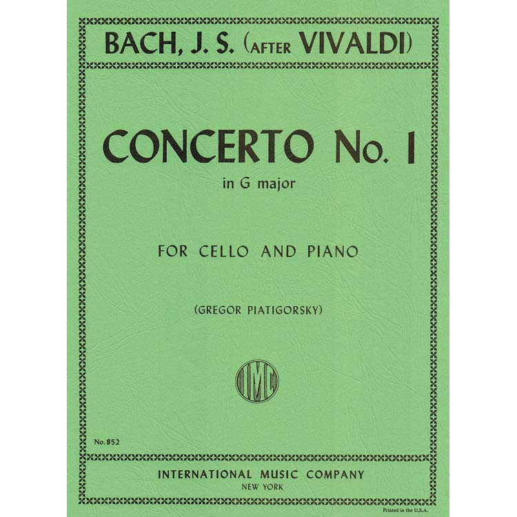 Concerto No. 1 in G Major, for cello and piano; Bach, J. S ...